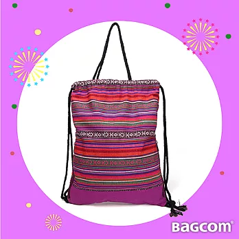Bagcom Masaki 民族風拼接後背手提包-紫色
