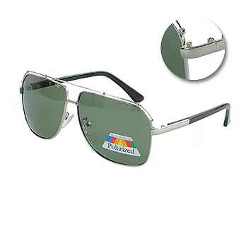 【Kelly C.】雷朋款-偏光太陽眼鏡(9623)金屬銀框X綠鏡