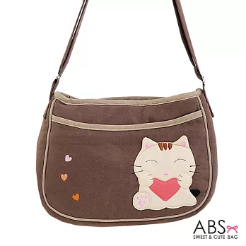 ABS貝斯貓 Love Cat 拼布多隔層小肩背包 側背包 (咖啡) 88-125