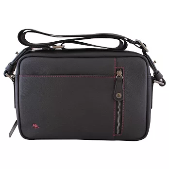 【UH】PIERRE BALMAIN - 牛皮荔枝紋橫式側背包 - 黑色