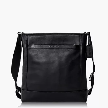 COACH Men’s Bags 素面高級皮革肩背/斜背包_黑色