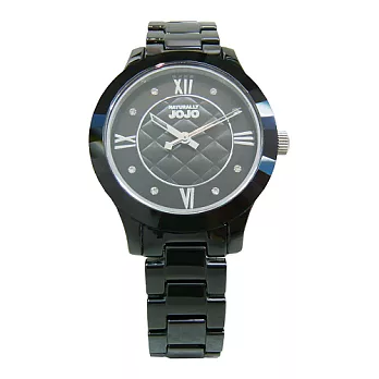NATURALLY JOJO 新生活運動時尚魔法個性陶瓷腕錶-黑-JO96840-88F