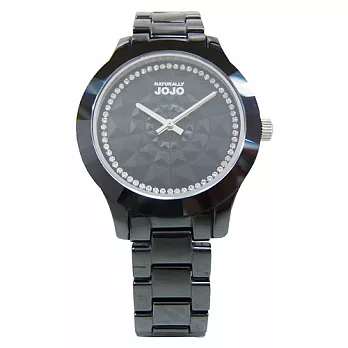 NATURALLY JOJO 簡單小巧輕生活個性陶瓷女性腕錶-黑-JO96841-88F