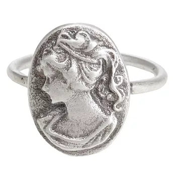 Dogeared 仿舊復古系列 浮雕女神 銀色 大橢圓形戒指 附原廠盒