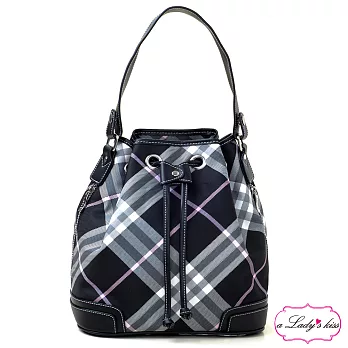 【a Lady ’s真皮】英倫皇家優雅二用水桶包(黑粉)