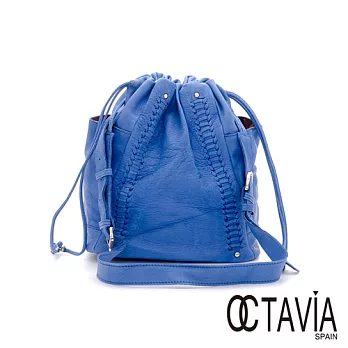 【Octavia 8 真皮】嬌嬌女 雙編帶屬口水桶肩背包 - 水藍水藍