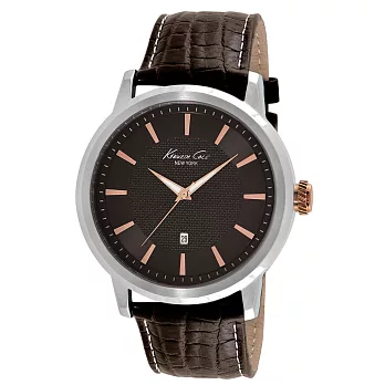 Kenneth Cole 風雅爵士經典皮帶腕錶-深咖