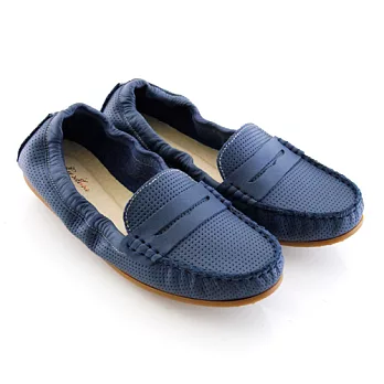 ◤Green Phoenix◥都會極簡束口柔軟豆豆鞋25.5深藍