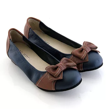 ◤Green Phoenix◥復刻甜心撞色蝴蝶結內增高娃娃鞋23藍色