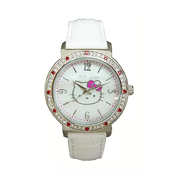 Hello Kitty 魅力綻放街頭時尚優質俏麗腕錶-紅珠-LK627LWWW-S