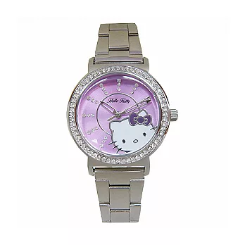 Hello Kitty 大海中的綺麗時尚個性俏麗晶鑽腕錶-紫面-LK628LWVI-S