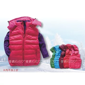 兒童連帽羽絨背心130玫紅