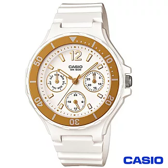 卡西歐 CASIO 運動甜心亮彩腕錶 LRW-250H-9A1白面金框