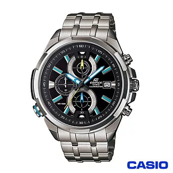 CASIO EDIFICE 雙黑光LED霓虹照明計時賽車錶-藍時刻 EFR-536D-1A2