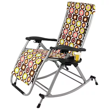 【LIFECODE】豪華兩用無段式折疊躺椅/搖椅(附杯架及保暖軟墊)黑色