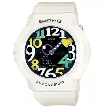 BABY-G 3D立體亮彩設計超人氣限量運動時尚腕錶-白-BGA-131-7B4