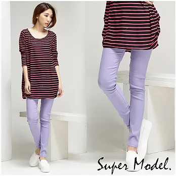 【名模衣櫃】完美秋冬色.極致纖瘦鉛筆褲-共18色 (M-XXL)M紫色