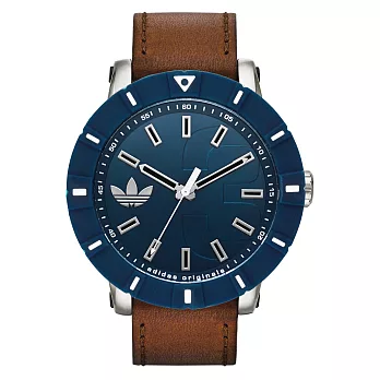 adidas 潮流爭霸休閒時尚腕錶-藍x咖啡