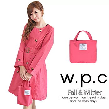 【w.p.c.】雙排釦款。時尚雨衣/風衣(R1019)(桃紅)