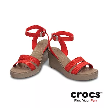 Crocs - 女性 - 蕾麗楔型鞋 -37腓紅色/蘑菇色