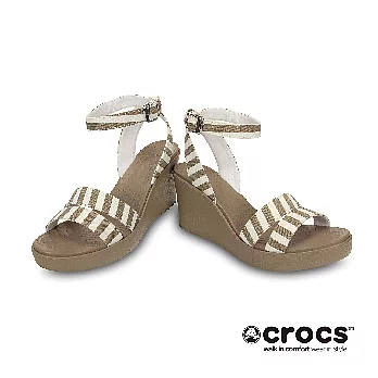 Crocs - 女性- 蕾麗花漾坡跟鞋 -37蘑菇/ 白色