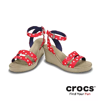 Crocs - 女性- 蕾麗花漾坡跟鞋 -36紅/白色