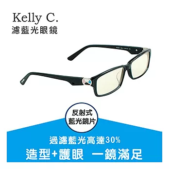 Kelly C.#色塊拼圖濾藍光眼鏡 (SK6041-1)亮黑