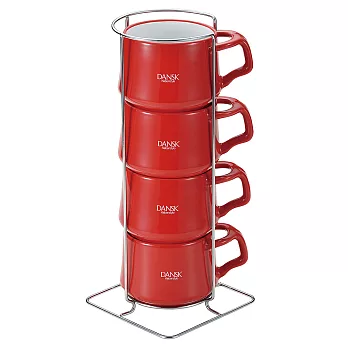 《DANSK》琺瑯材質咖啡杯(4件組)紅色