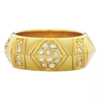 House of Harlow 1960 鑲鑽復古刻紋 金色 寬版戒指 附原廠包裝