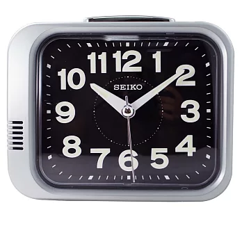 【日本精工-SEIKO】QHK028方型夜光鬧鐘/時尚設計擺飾鬧鐘(銀黑色)