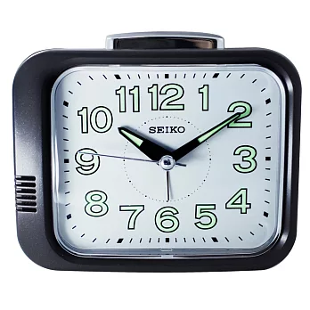 【日本精工-SEIKO】QHK028方型夜光鬧鐘/時尚設計擺飾鬧鐘(黑白色)