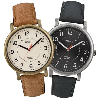【TIMEX】TIMEX經典復刻仿古系列對錶 (黑/咖啡 T2P219/T2P220)
