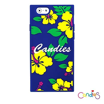 【Candies】 iPhone 6 (4.7吋) 扶桑花矽膠保護殼藍
