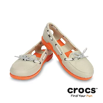 Crocs - 女款 - 女士海灘帆船鞋 -35水泥灰/深橙色