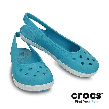 Crocs - 女款 - 卡駱班艾麗平底鞋 -36浪花藍/白色