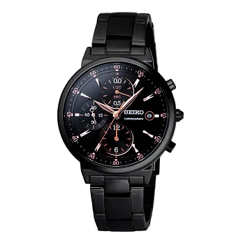 SEIKO 嶄新啟程時尚計時腕錶-黑