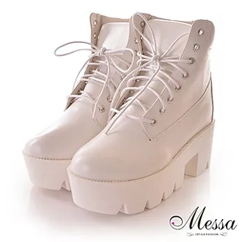 【Messa米莎】(MIT) 美式個性格調厚底馬汀短靴-三色36白色