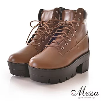 【Messa米莎】(MIT) 美式個性格調厚底馬汀短靴-三色36棕色