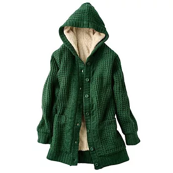 【cecile】暖暖綿柔針織連帽外套M綠色