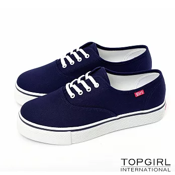 TOPGIRL-休閒厚底帆布鞋6.5藍
