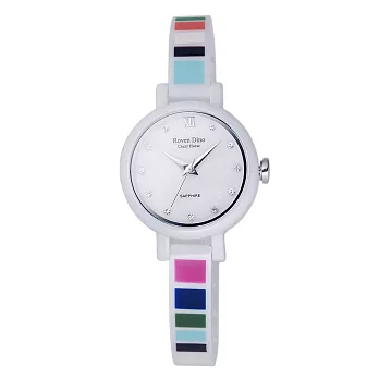 Roven Dino羅梵迪諾 浪漫虹彩時尚陶瓷腕錶-白