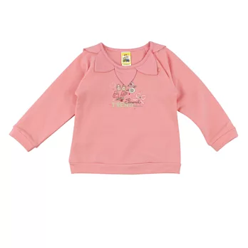 【愛的世界】MYBABY小兔花園系列花瓣領口長袖上衣-台灣製-95粉紅色