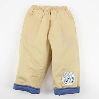 【愛的世界】MYBABY小熊兄弟系列兩面穿純棉舖棉長褲-台灣製-80卡其色