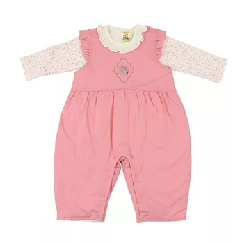 【愛的世界】MYBABY小白兔系列長袖舖棉背心褲套裝-台灣製-80粉紅色