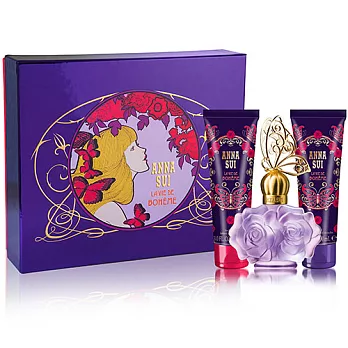 【ANNA SUI】紫蝶戀繽紛假期禮盒-香水50ml+身體乳90ml+沐浴乳90ml