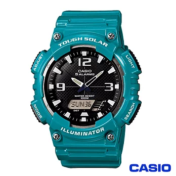 CASIO 卡西歐潮流復刻‧太陽能數位雙顯腕錶_藍綠色AQ-S810WC-3A