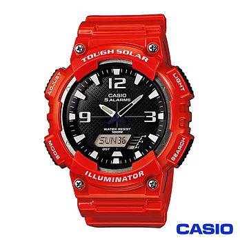 CASIO 卡西歐太陽動能雙顯數位雙顯錶-黑面紅色 AQ-S810WC-4A