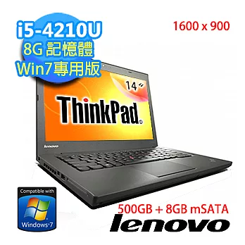 【Lenovo】ThinkPad T440 20B6A083TW 14.1吋專業商務筆電 (i5-4210U/8G/500G+8G SSD/Win7 Pro)