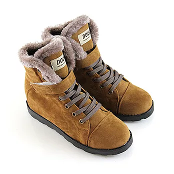 【Pretty】秋冬個性女孩毛絨魔鬼氈休閒短靴36棕色