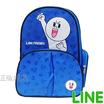 【LINE FRIENDS】精緻俏麗透氣護腰書包(三色)藍色饅頭人款